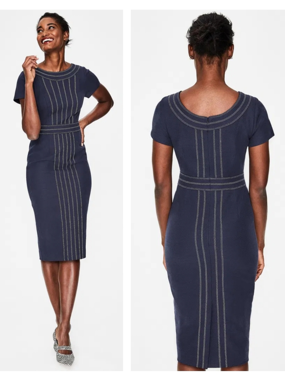 Boden Navy Dress with Contrast Stitching